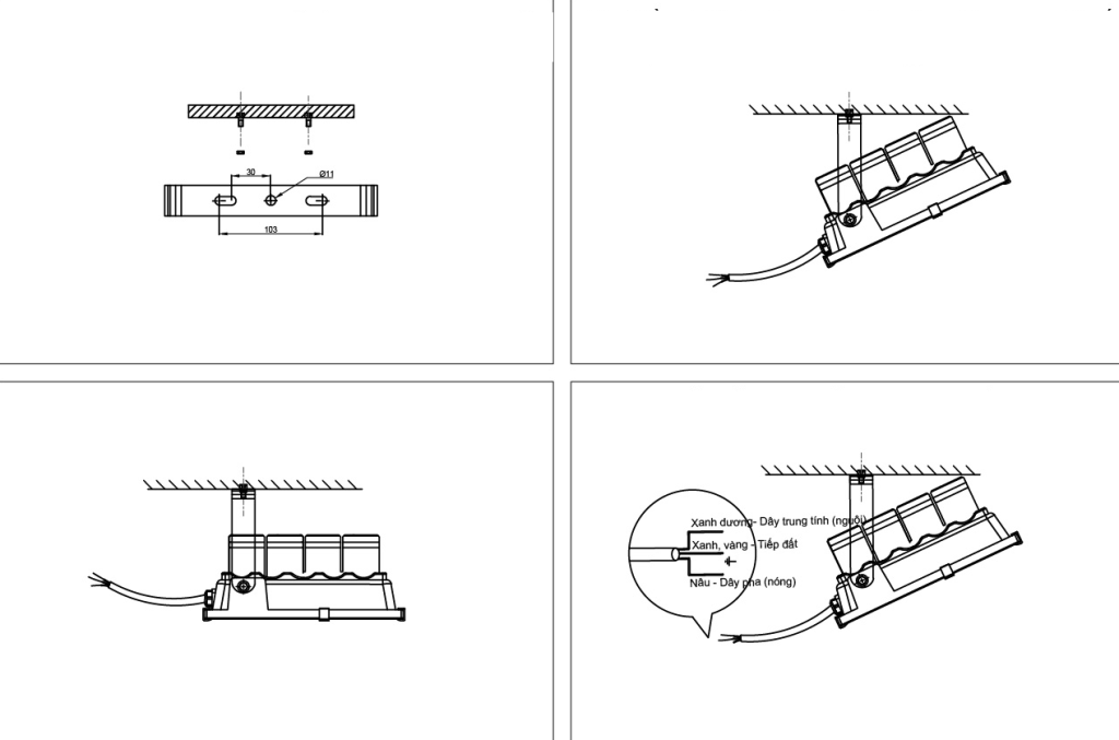 Lắp đặt đèn pha chiếu sáng 