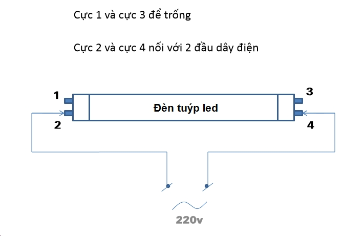 Sơ đồ đấu đèn LED T8 1m2 
