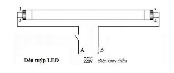 Sơ đồ đấu nối dây đèn tuýp LED đôi 